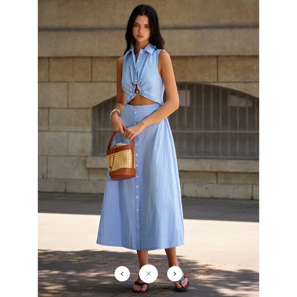 Commense Metal Decor Cutout Dress Sz L - Picture 4 of 8